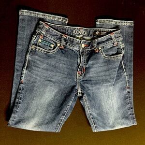 Rock Roll Cowgirl Boyfriend Bootcut Jeans Women's 27x30 Embroidered Denim.